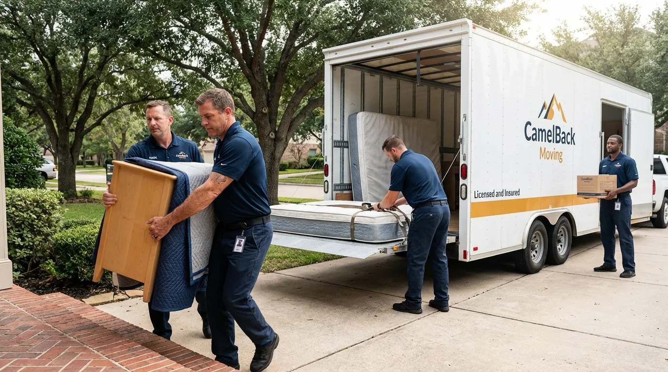 Crew loading residential truck for cross-state move from Flagler Beach, FL
