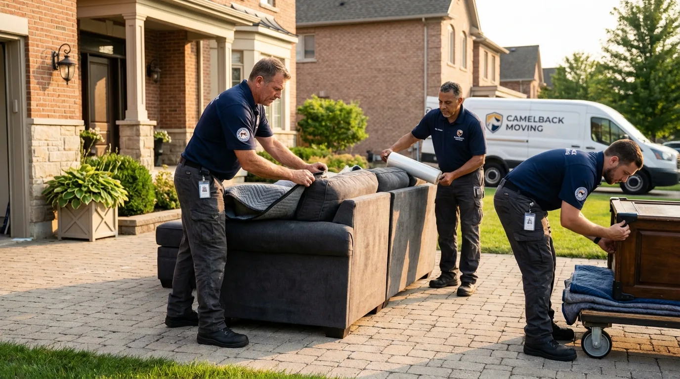 Large estate moving crew wrapping furniture in Flagler Beach, FL